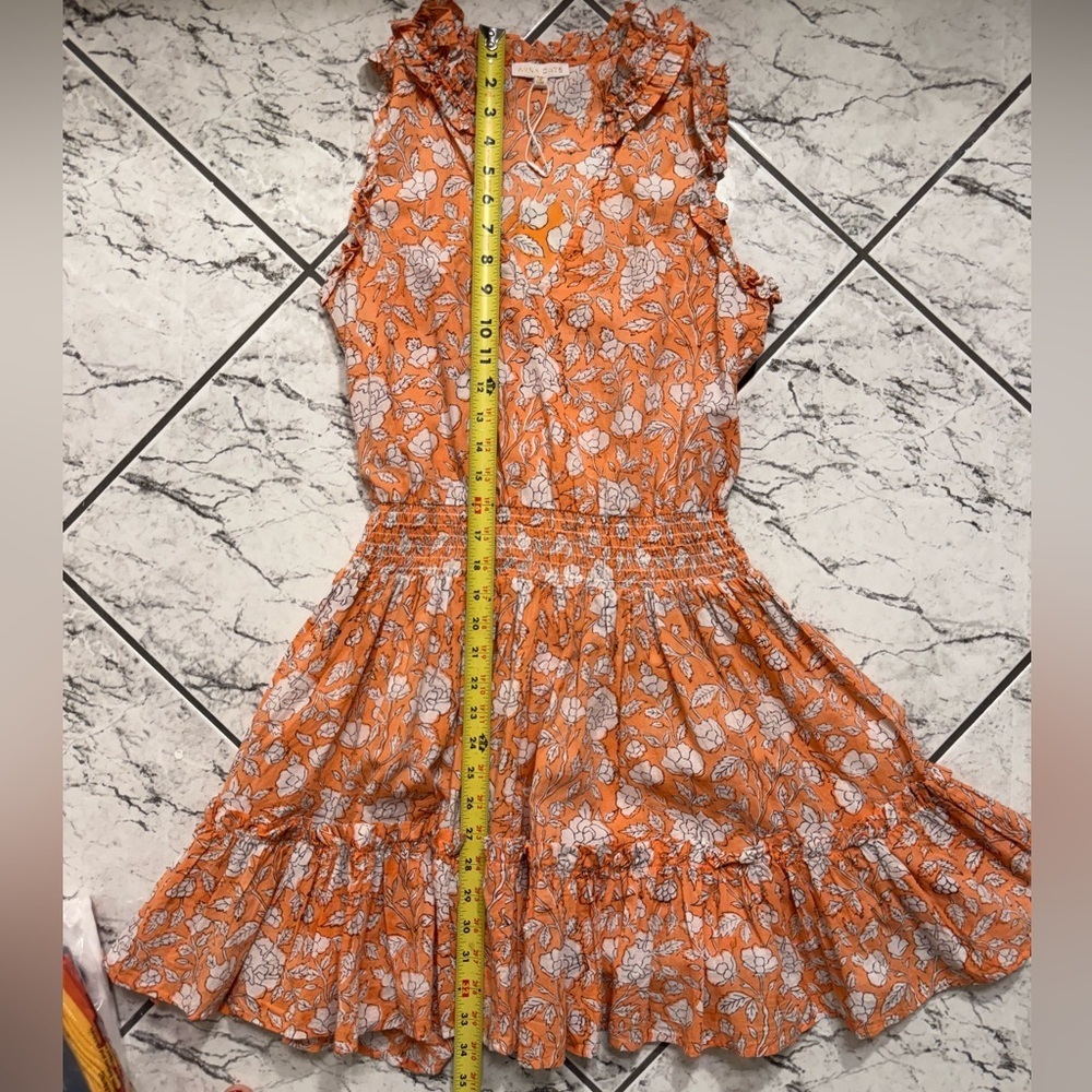 Floral Ruffle Mini Dress - Orange - Picture 8 of 9